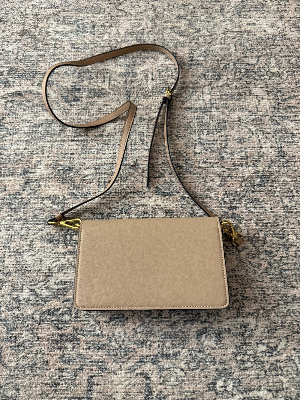 Prada Taupe Leather Envelope Crossbody with Gold Hardware - Picture 6 of 12
